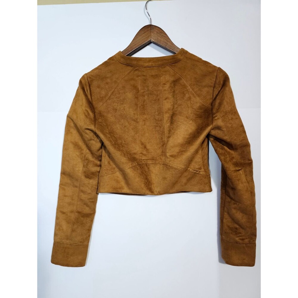 BCBGeneration Cropped Faux Suede Jacket - Caramel Brown XS - Picture 2 of 6